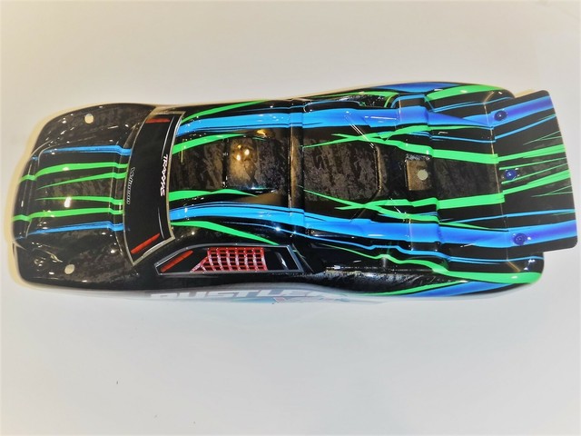 TRAXXAS RUSTLER VXL 2WD BODY BLACK BLUE GREEN | eBay