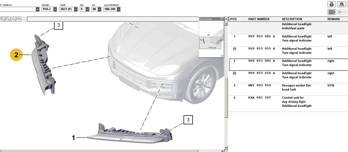 NEW OEM Porsche Cayenne 9Y0 Facelift LED Daytime Running Light