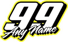 Racing Name Number Custom Vinyl Decal Sticker 5x 8 Yellow Any Number