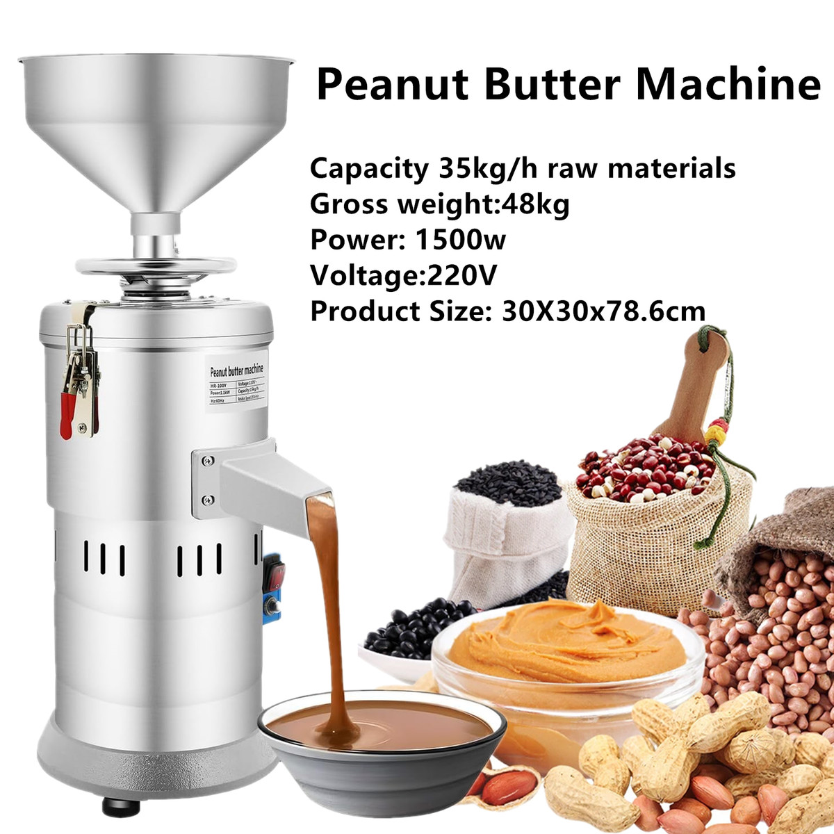1100W/1500W Gastro Nussbuttermaschine Sesammaschine Erdnussbuttermaschine DE
