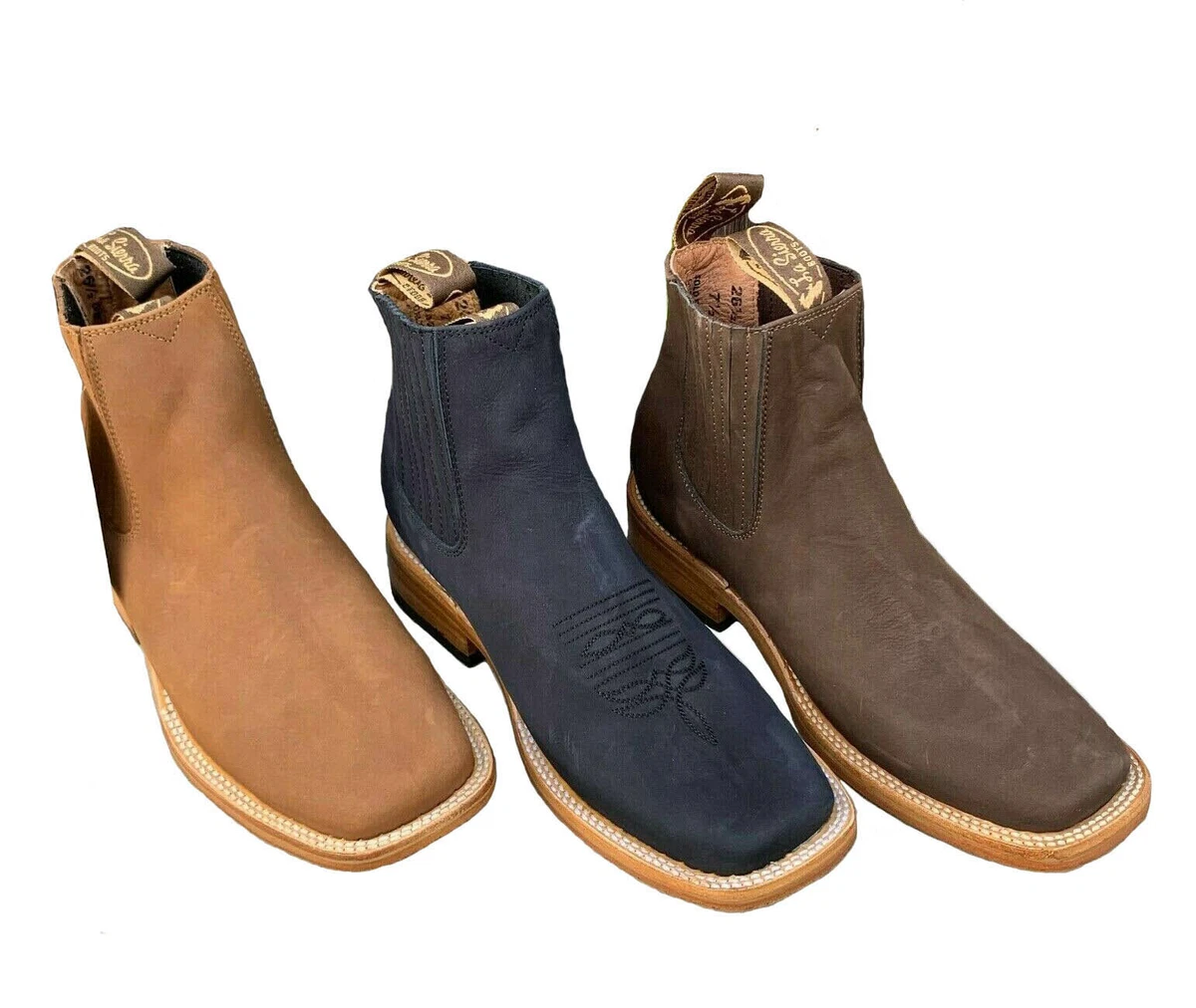 Mens leather square toe boots sale