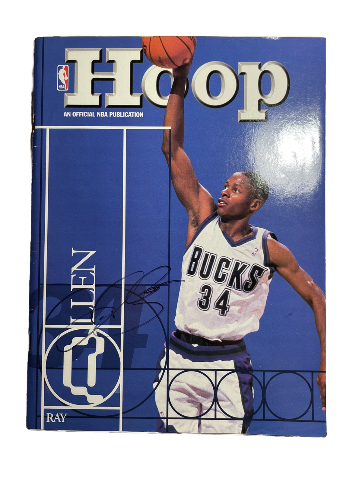 Ray Allen Autographed Signed Milwaukee Bucks Authentic NBA Hoops Magazine Bucks Celtics Rare Auto 