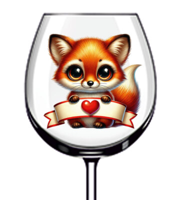 12x bunte Valentinstag Baby Fuchs Vinyl Aufkleber Abziehbild Becher Weinglas Van