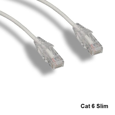 Kentek White 5' Slim Cat6 UTP Ethernet Cable 550MHz RJ45 Routers Patch Panels