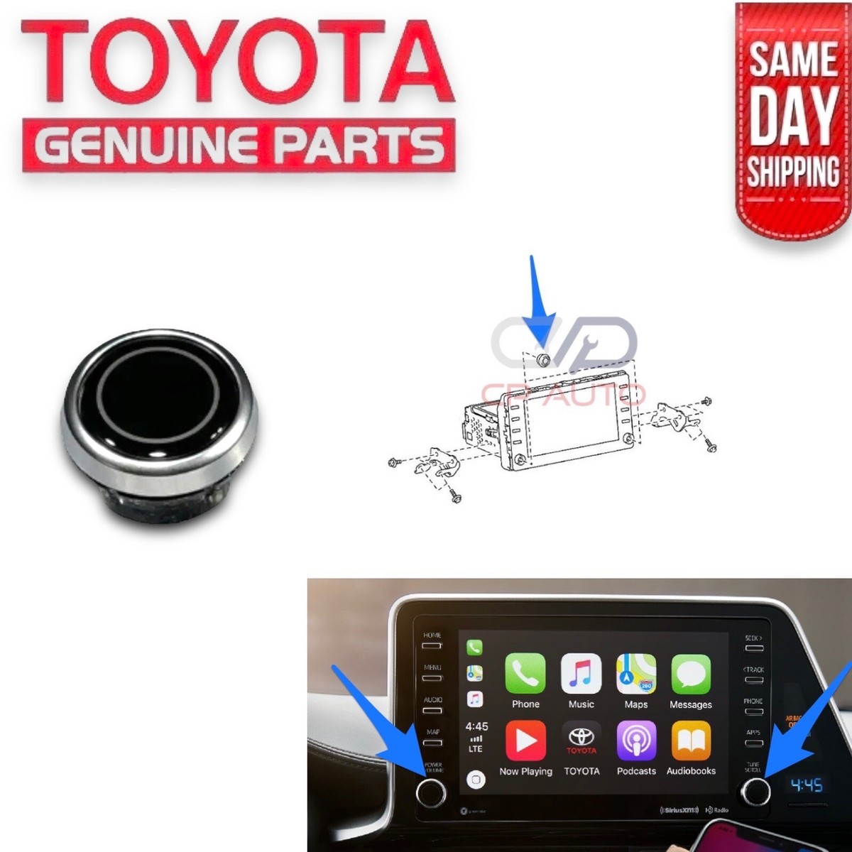 19 -25 TOYOTA COROLLA RADIO CD PLAYER RECEIVER DISPLAY POWER KNOB