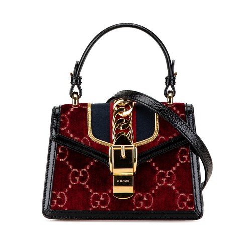 Gucci Gg Sylvie Sherry Line Handbag Shoulder Bag 2Way 470270 Wine Red