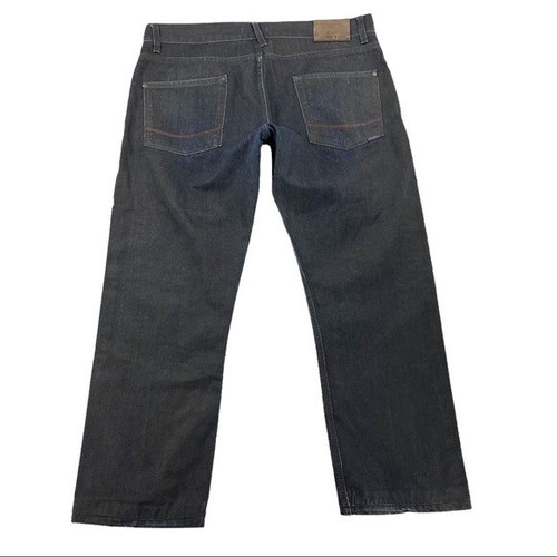 Ted Baker Tanned Sardines Button Fly Black Straight Leg Denim Jeans Mens 36 x 27 - Picture 6 of 6
