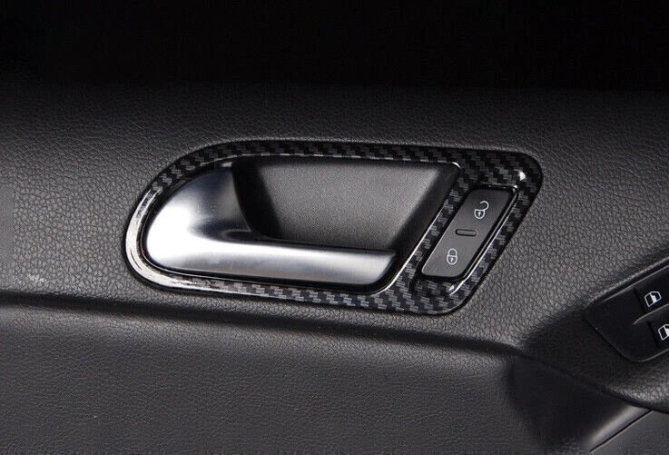 Marco de manija de puerta interior de fibra de carbono decoración 4 piezas para Volkswagen Tiguan 2010-2016 Foto 4 de 4