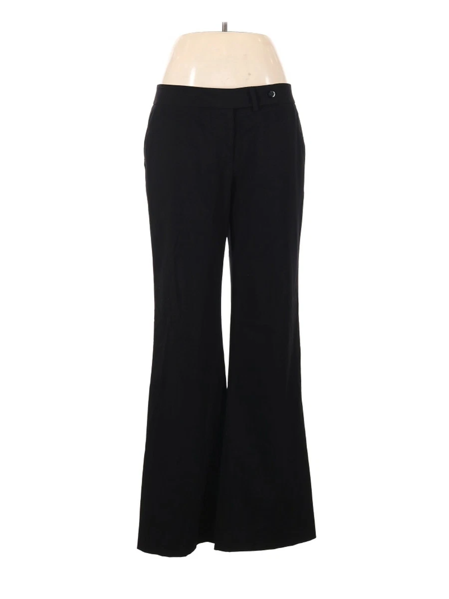 Calvin Klein Solid Black Flat Front Stretch Career Dress Pants