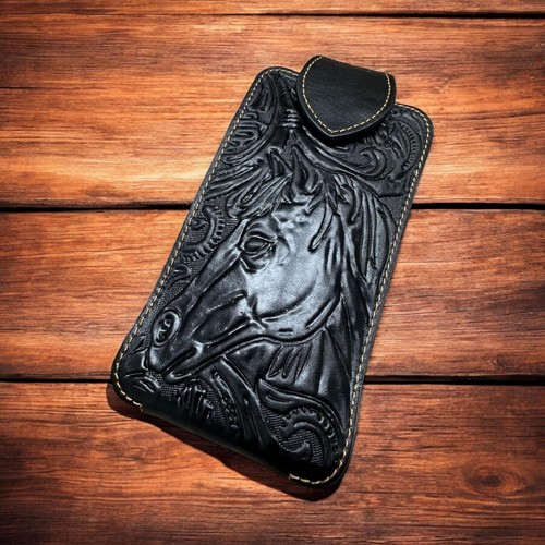 7" HORSE FLORAL POUCH BELT LOOP & CLIP HOLSTER WESTRN LEATHER UNIVERSAL #EH12850 - Picture 2 of 33