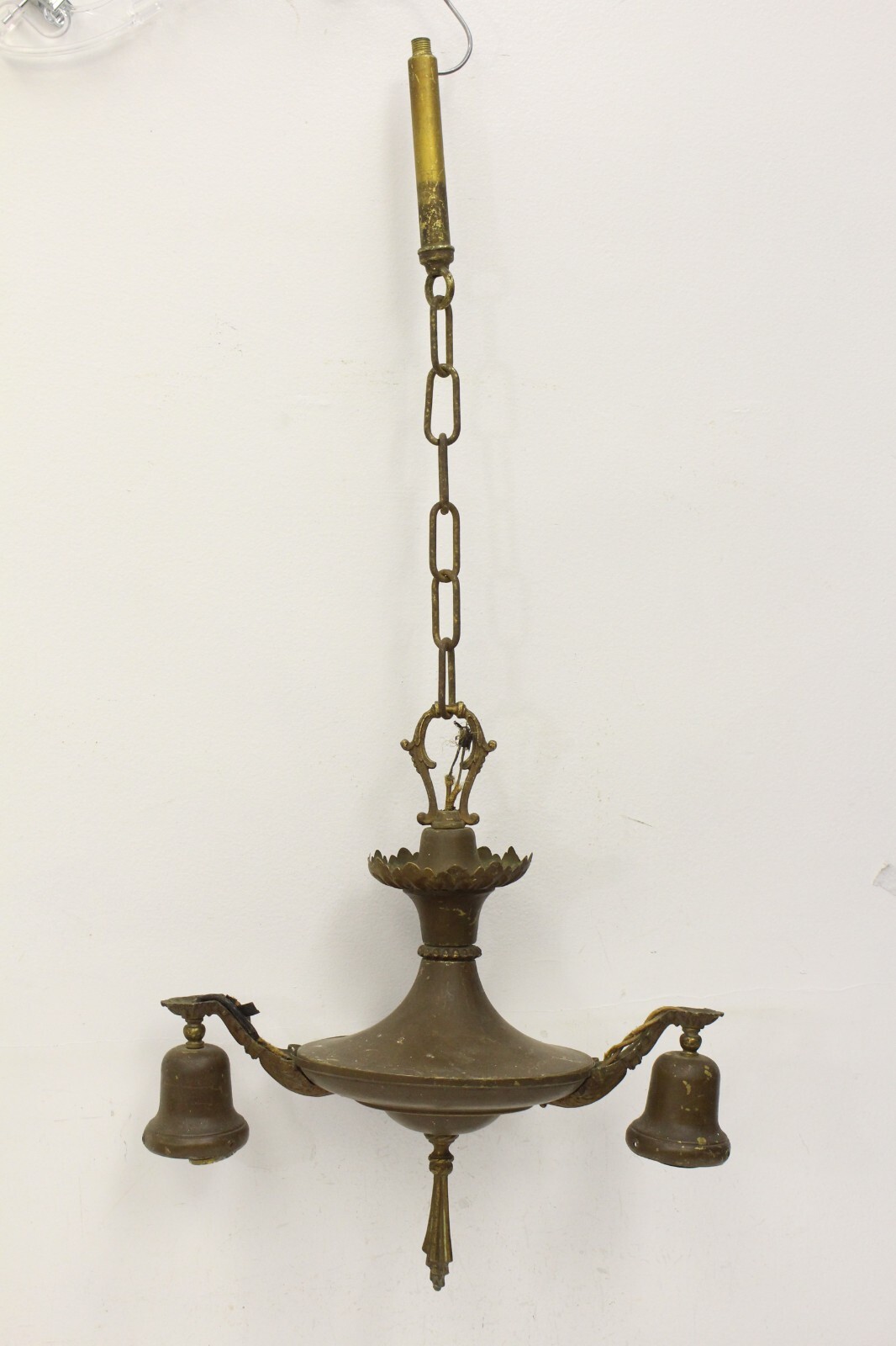 Vintage Brass Double 2 Bulb Light Fixture Ceiling Hanging Antique Home