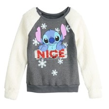 Disney Lilo  Stitch Girls Sweatshirt Girl Size L 14 Flippy Sequin Design NWT