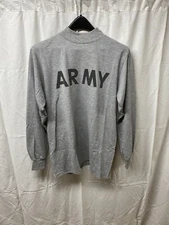 GENUINE US ARMY Military PT PHYSICAL FITNESS GRAY LONG SLEEVE T SHIRT Small