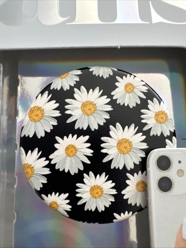 PopSockets Popgrip Black with Daisy Flower Pop with Fingernails New in Package - Image 3 of 4