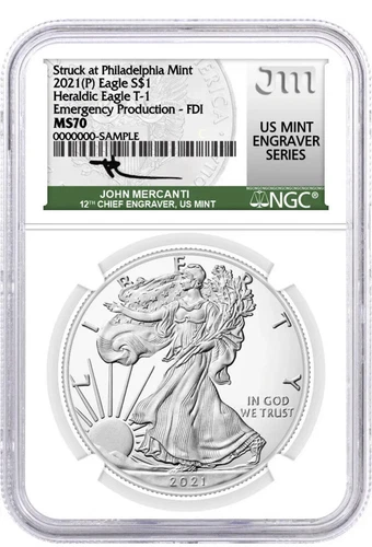 2021 $1 (P) Silver Eagle Type 1 Struck at Philadelphia NGC MS70 FDOI Mercanti