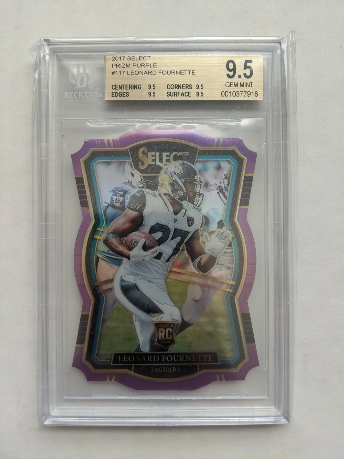 2017 Select Leonard Fournette Purple Premier Die-cut 17/75 BGS 9.5 Pop 2