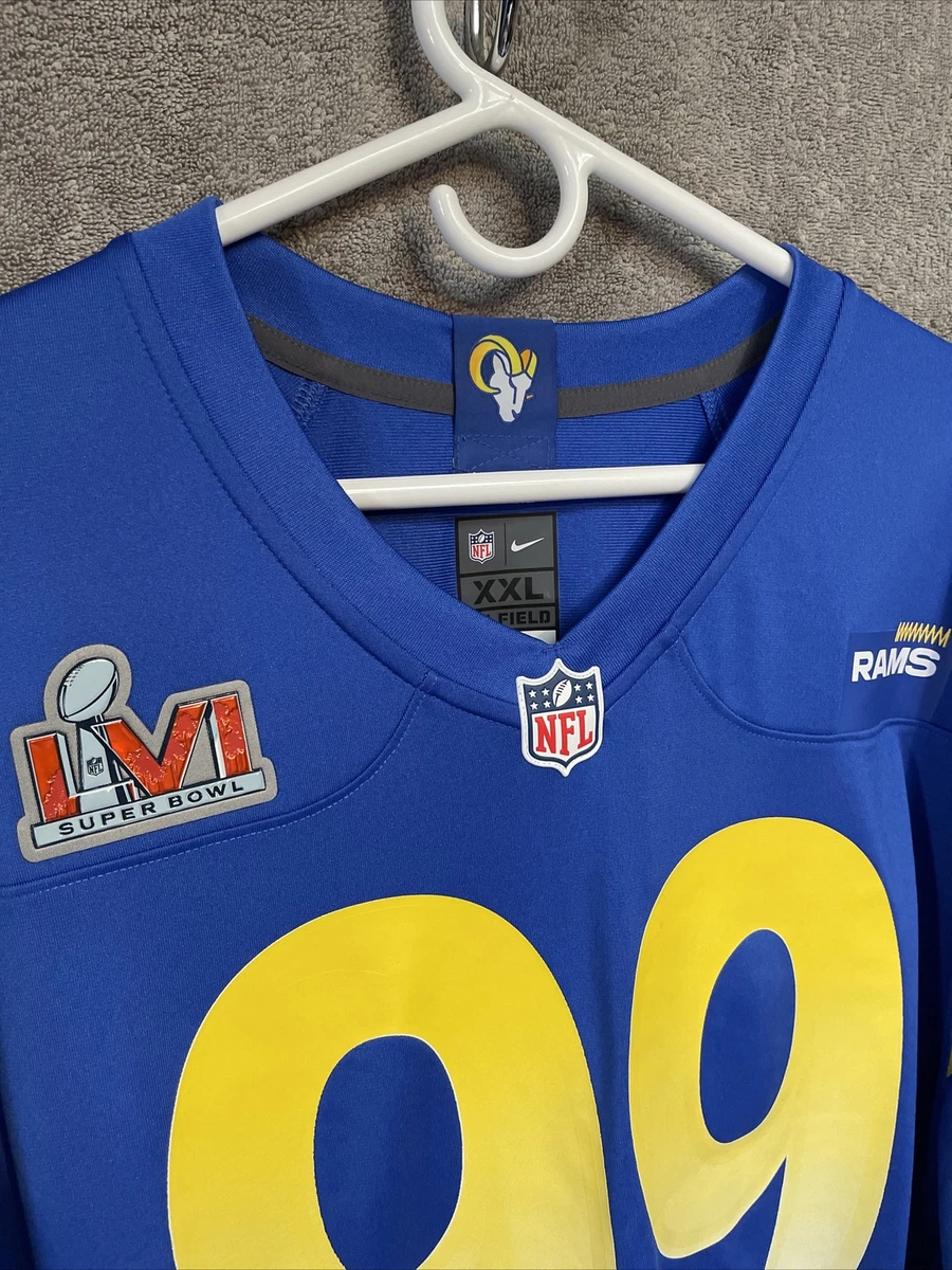 Nike Los Angeles Rams ￼Aaron Donald NFL Super Bowl LVI Game Patch Jersey  2XL