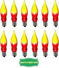 Lot of 12 Red/Yellow Flame Candle Lamp Light Bulbs 7 watts /120 volts/E12 Base