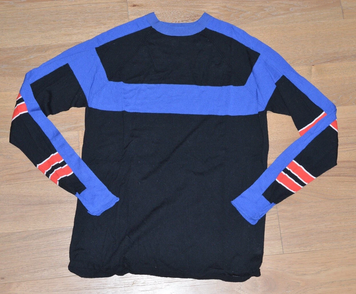 sweaty-betty 100% wool lightweight striped sweater