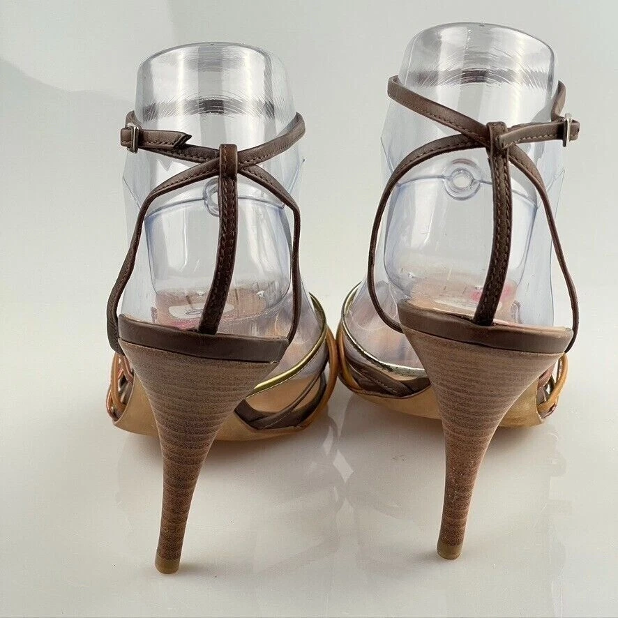 Tacones Giuseppe Zanotti para mujer con tiras de cuero metálico talla 9B hechos en Italia Foto 4 de 4