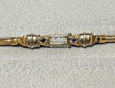 New KASPAR & ESH 14kt Gold Diamond & Sapphire Add-a-links W/Starter Bracelet