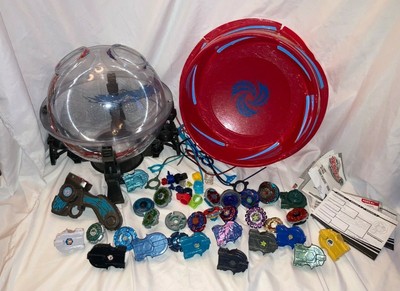 Huge 59pcs Lot Beyblade Fury Destroyer Dome Vortex Stadium Launchers Cords 