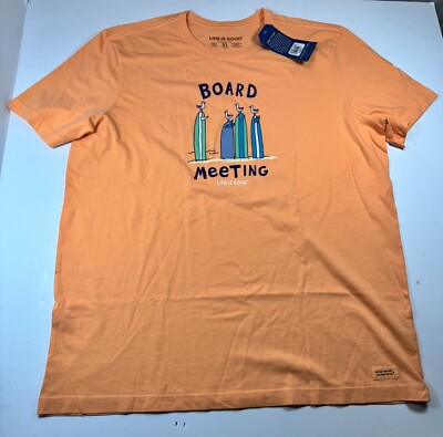 NWT Life is Good Mens Crusher Lite Tee  Board Meeting  Orange XL