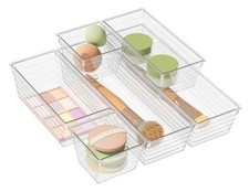 6 Pack Clear Drawer Organizer, Acrylic Drawer Storage Trays, Storage Bins for
