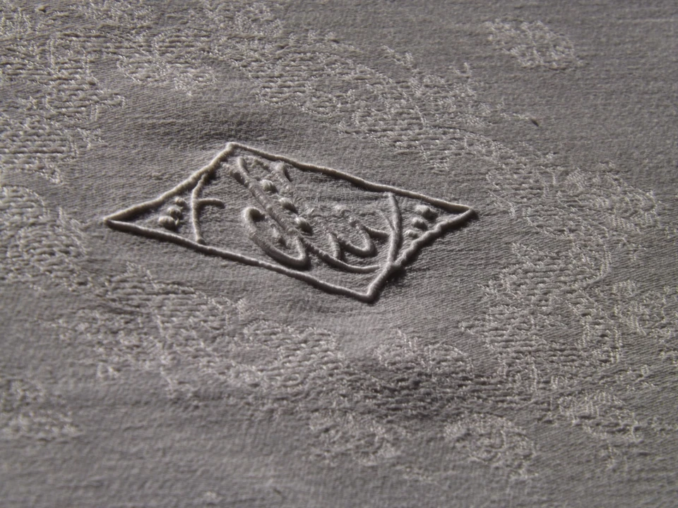 12 serviettes de table, damas de métis, monoJL, anciennes - Photo 3/4