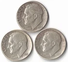 Three 1959 Silver Roosevelt Dimes