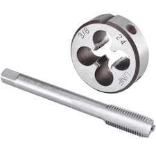 Burkit 3/8"-24 UNF Tap and Die Set, 3/8 x 24 UNF Machine Thread Tap and Round...