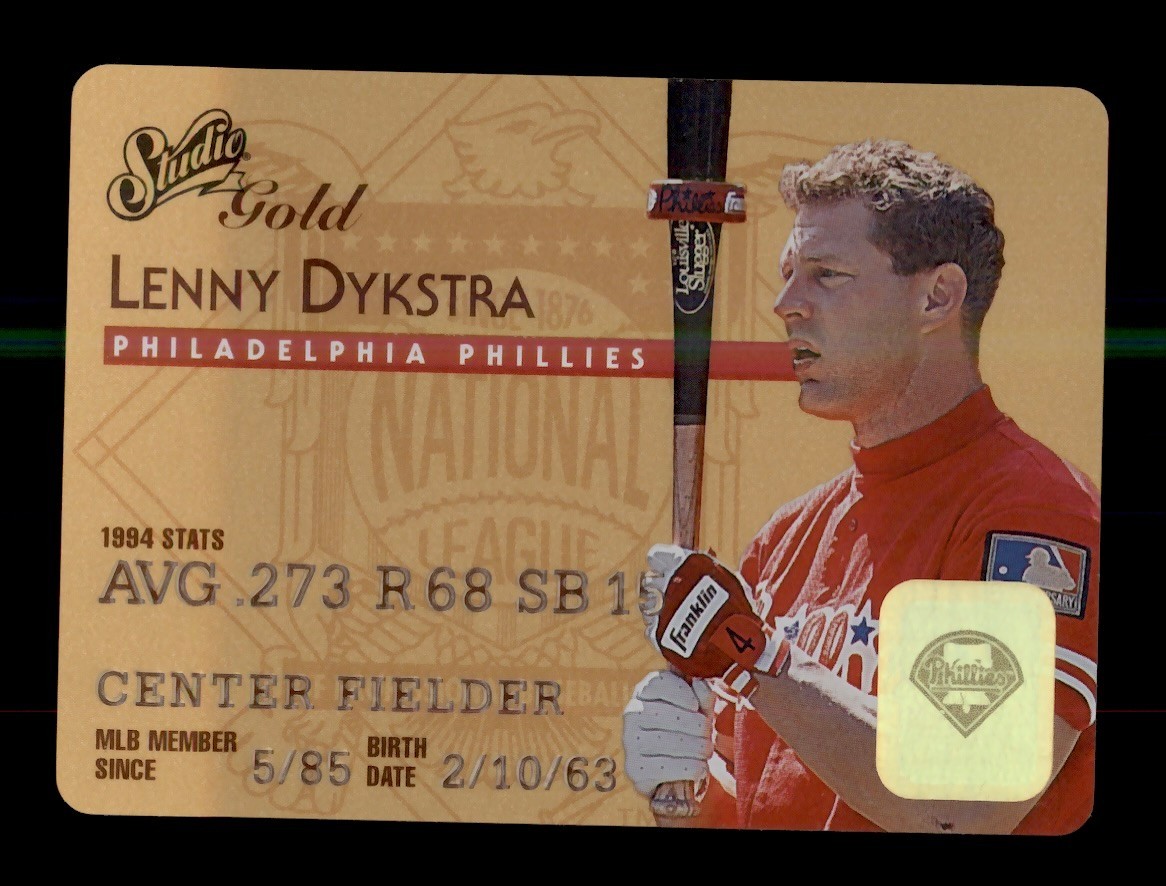 1995 STUDIO GOLD #44 LENNY DYKSTRA PHILADELPHI PHILLIES