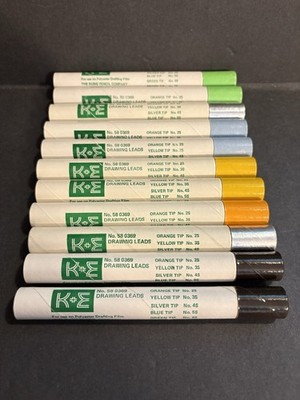 Vintage K+E Keuffel & Esser - 58 0369 - Drawing Leads Assorted Hardness 11 Tubes