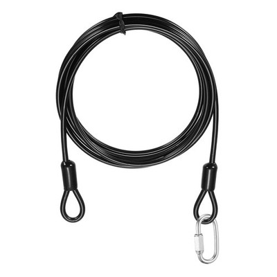 1Set 5/32'' Dia 6.6ft Security Steel Cable with Loops Black + Quick Links