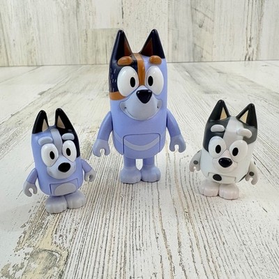Bluey Figure SET Uncle Stripe Heeler Cousin Muffin Older Socks Lot 3 Family Blue