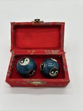 Vintage CHINESE YIN YANG Baoding Therapy Stress Balls w/Chimes in box
