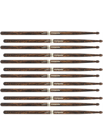 6 Pack Promark 5B Drumsticks FireGrain Rebound  Acorn Tip Drum Sticks