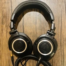Audio-Technica ATH-M50x Wired Monitor Headphones Black Coiled Cable Used