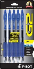 G2 Premium Gel Roller Pens, Fine Point 0.7 mm, Blue Ink Pens Fine Point, Pack of