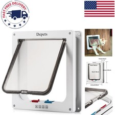 Sleek 4 Way Locking Cat Door - 9.9" x 9.2" Weatherproof Flap for Entrance  Exit