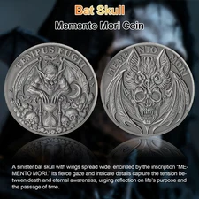 Memento Mori Coin Real 3D Skull Daily Stoic Practice Gift Token "Tempus Fugit"