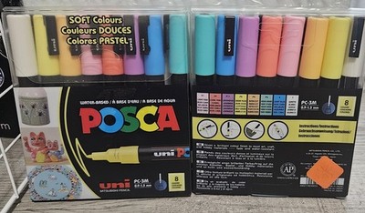 (2 )Packs Uni Posca Paint Marker 1.3mm Fine Tip Pen (PC-3M) - Pastel Colors 