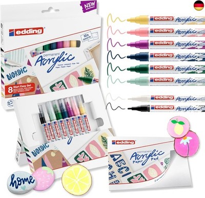 Start Easy Set - Acrylstifte wasserfest fein und medium, inkl. Postkartenblock -