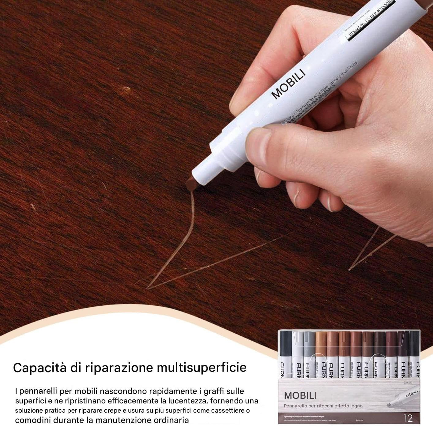 Marker per Ritocco Legno Professionale: Copre Graffi e Macchie Mobili - 2