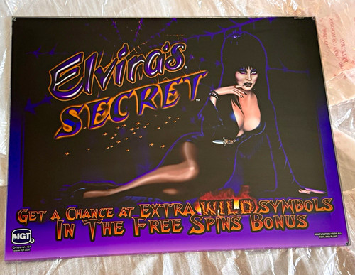 IGT Elvira’s Secret Slot Machine Glass/Graphics Sign Glass Panel RARE