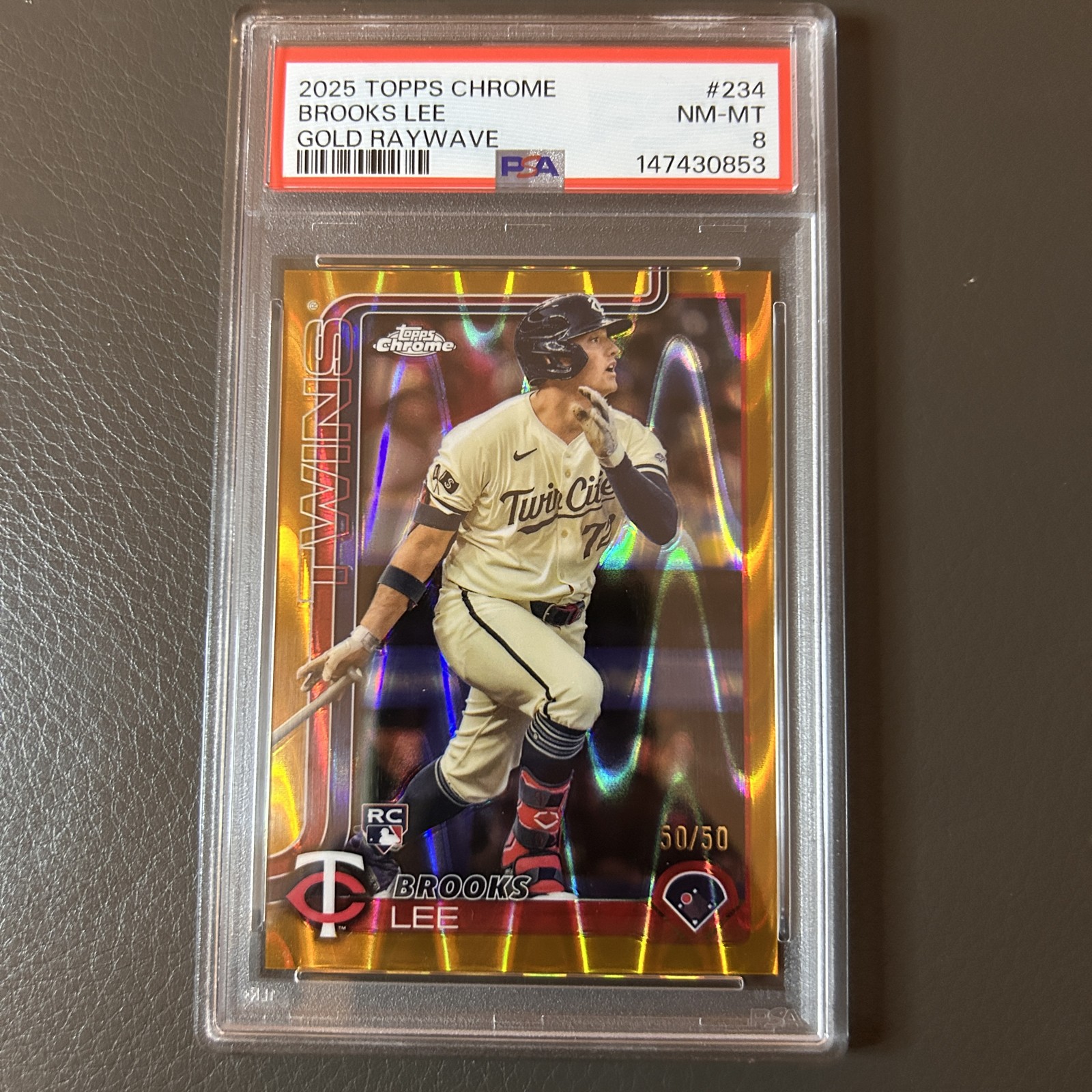2025 Topps Chrome - Brooks Lee #234 Gold RayWave Refractor /50 (RC)