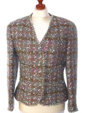 CHANEL VINTAGE TWEED CC LOGO BUTTONS JACKET BLAZER FR40-FR42