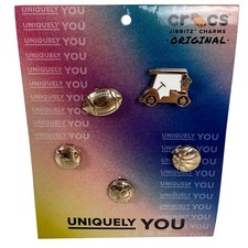 Uniquely You Crocs Jibbitz Charms All Gold Sports 5 Pack Football Golf Baseball