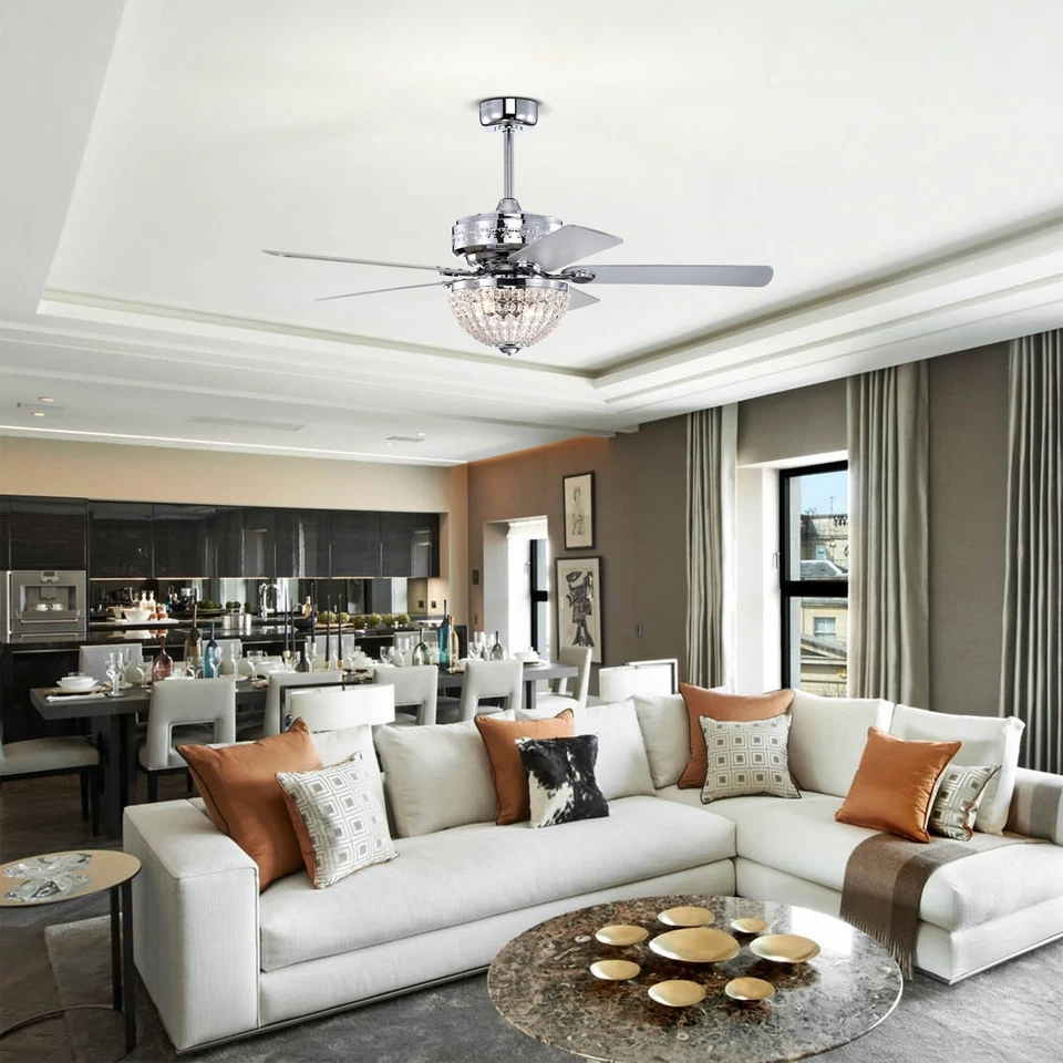 Ventilador de techo Itzel 52 pulgadas moderno acabado cromado cristal con pulido cromado N/A Foto 2 de 4