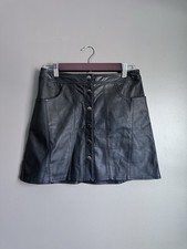 Express Leather Skirt Size 2 Black Faux Leather Front Button Closure Mini Skirt